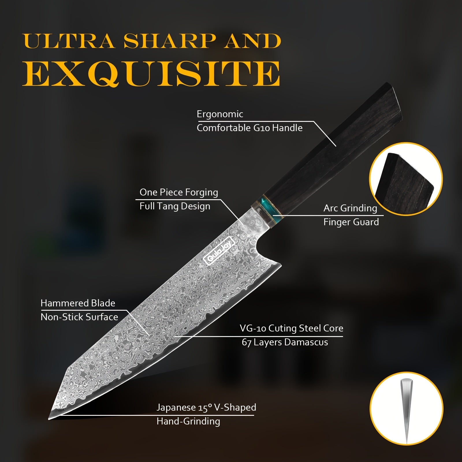 1pc Japanese 10Cr15Comov Damascus Steel Cutting Knife And Chef'S Knife, Resin Handle, Suitable for Outdoor Cooking in The Kitchen, with Knife Sheath And Gift Box, Gifts for Family And Friends