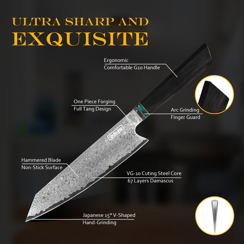 1pc Japanese 10Cr15Comov Damascus Steel Cutting Knife And Chef'S Knife, Resin Handle, Suitable for Outdoor Cooking in The Kitchen, with Knife Sheath And Gift Box, Gifts for Family And Friends