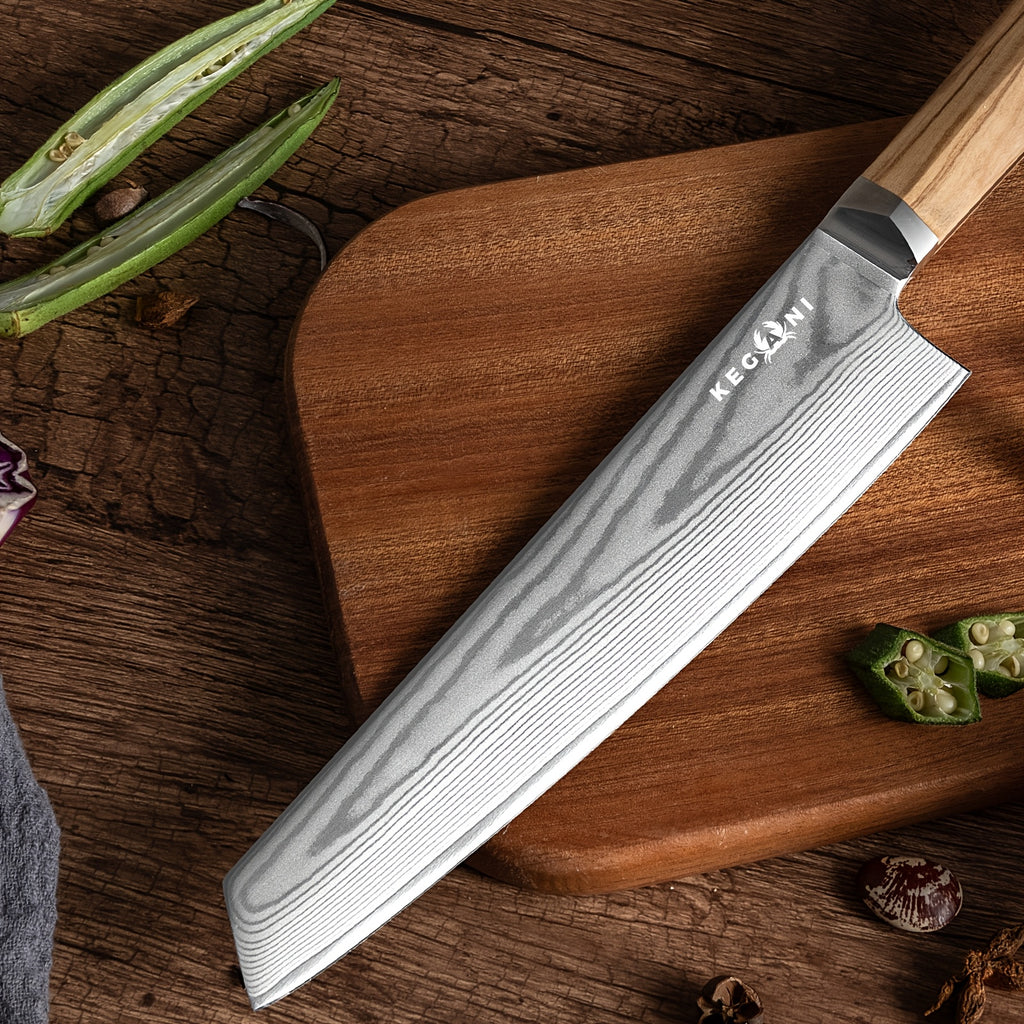 1pc TISCO VG-10 8-inch Cutter with Olive Wood Handle, Suitable for Outdoor Cooking In The Kitchen, with Gift Box, Suitable for Gifts to Friends And Family