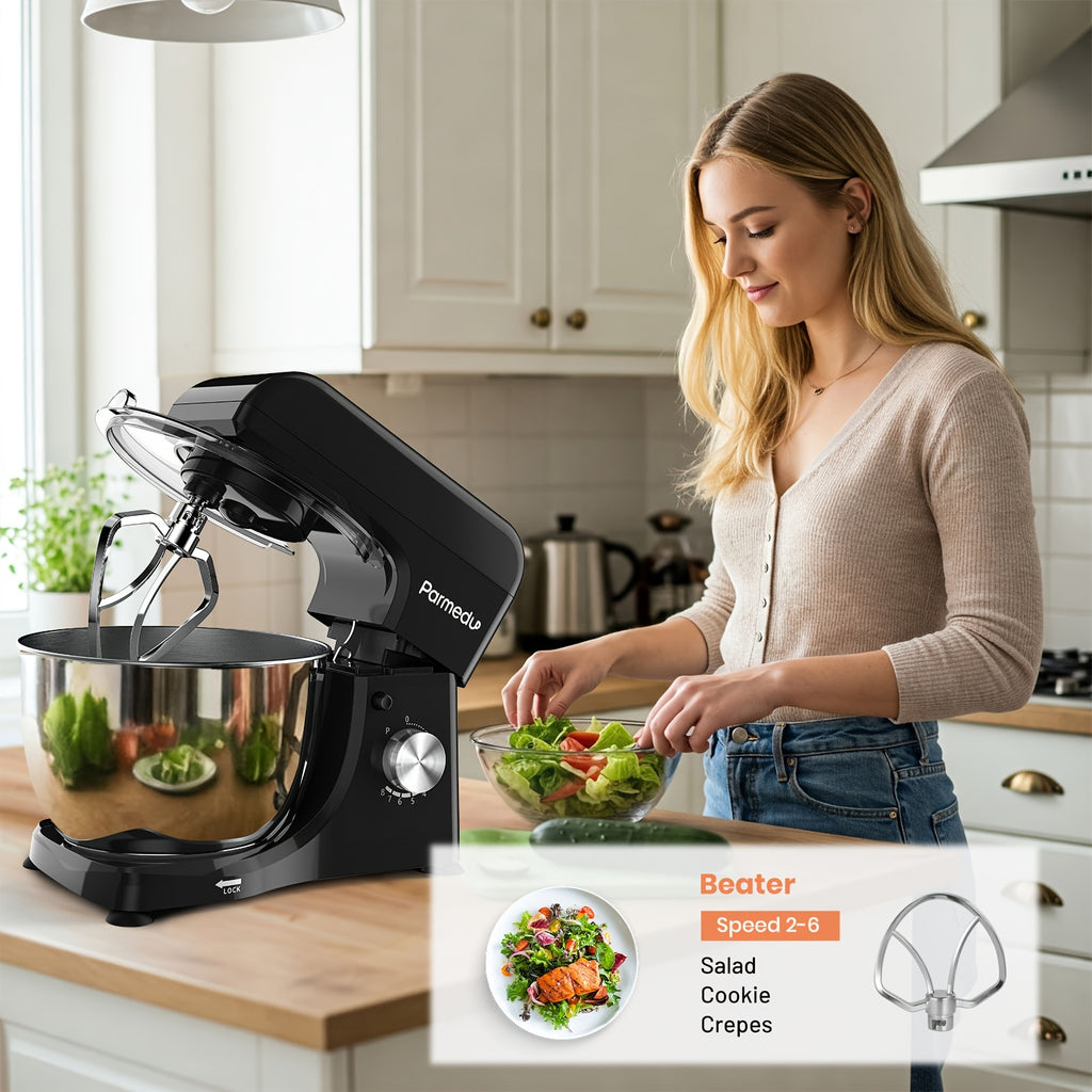 4.76qt Kitchen Machine - Mixer For Baking, Tilt-Head Stand Mixer, 380W, 8 Speeds, With Lid, Whisk, Dough Hook, And Flat Beater | Kitchen Helper For, Delicious Food, Milkshakes, Dough, Egg Beaters, And Salads
