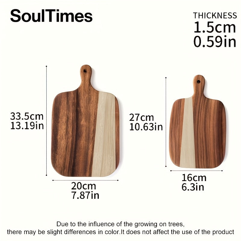 SoulTimes Acacia Wood Chopping Board Cutting Board, Multifunctional Cutting Board for Meat, Fish, Cheese, Bread, Desserts, Fruits and Vegetables, Durable Cutting Board with Handle, Kitchen Supplies