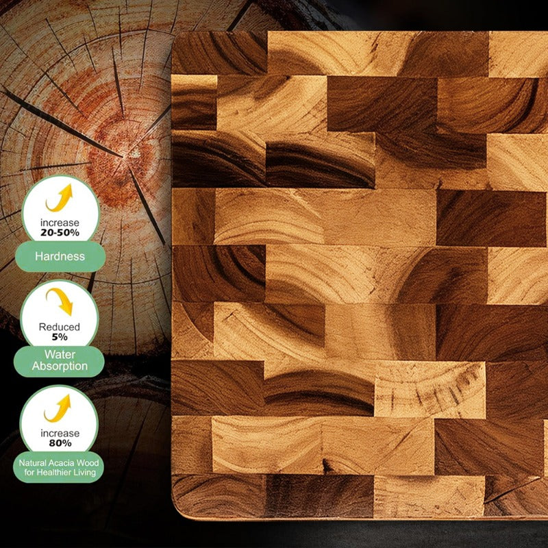 Upgraded Large Chopping Board High-Quality Wooden Chopping Board Set Durable Wood Blocks Ideal Kitchen Utensil Perfect Gift for Families And Dormitories Kitchen Items Cheese Bread Vegetables And Fruits