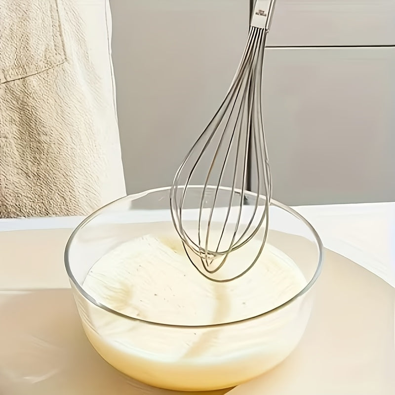 2pcs Manual Egg Beater with Wooden Handle & Stainless Steel Whisk - Handheld Mixer Suitable for Baking, Cakes, Meringues, Whipped, - Mixing Device