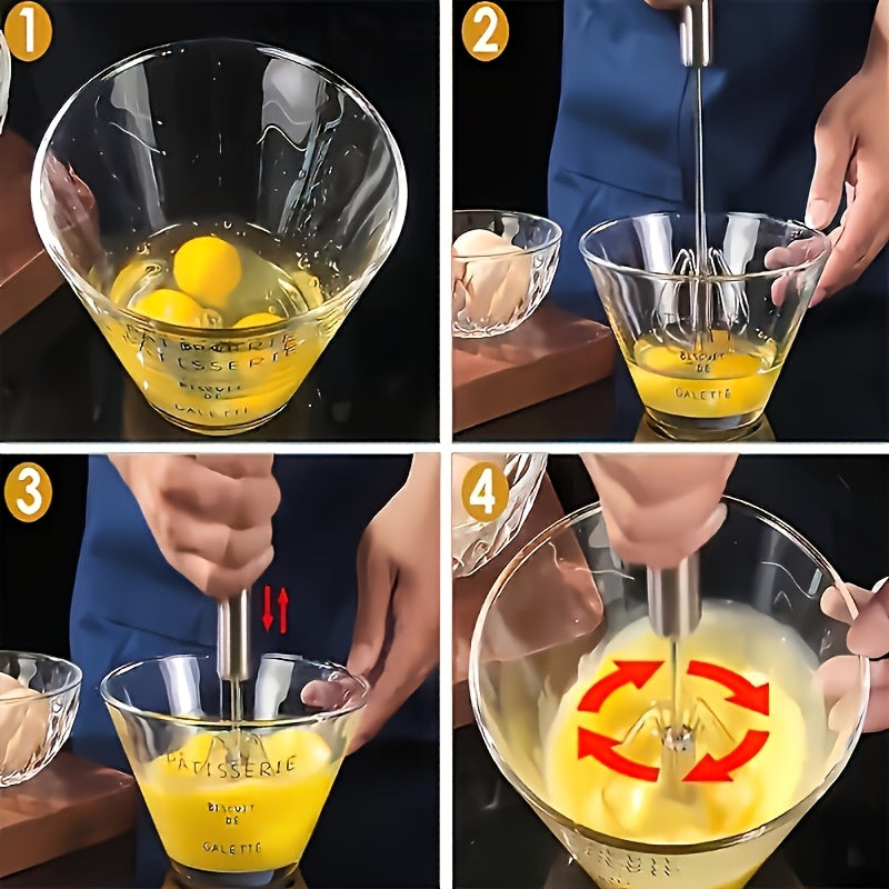 Stainless Steel Multi-Functional Egg Beater, Handheld Manual Mixer, Ideal for Whisking Eggs, Whipping Cream And Mixing Ingredients, a Practical Kitchen Gadget