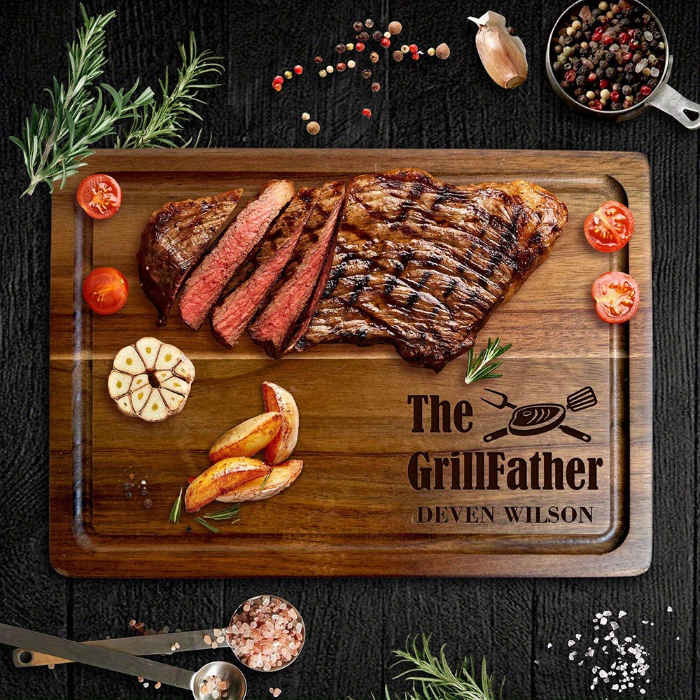 1pc of Custom Pizza Board Made from Solid Wood, Featuring a Double-Sided Design Suitable for Chopping, BBQ, And Cutting Various Foods Like Vegetables, Fruits, Steak, And Meat. an Ideal Personalized Gift for Boyfriends, Fathers