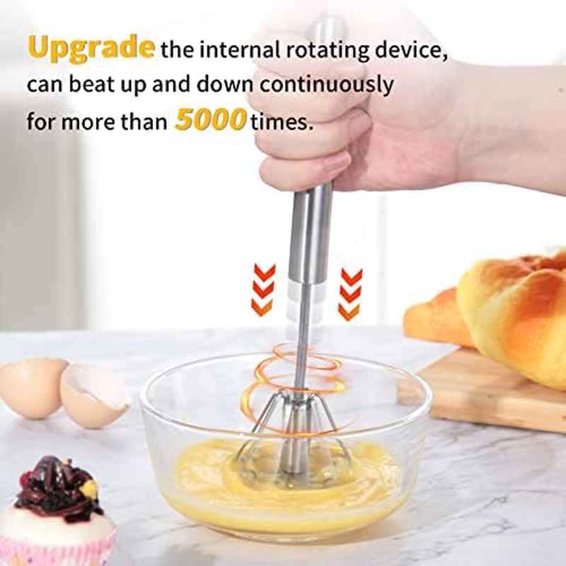 Home Use Stainless Steel Hand Push Whisk - Versatile for Egg Beating, Milk Frothing and Mixing