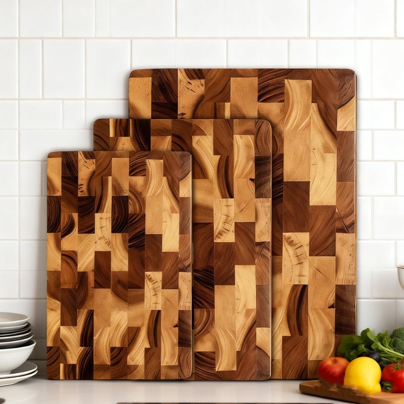 Upgraded Large Chopping Board High-Quality Wooden Chopping Board Set Durable Wood Blocks Ideal Kitchen Utensil Perfect Gift for Families And Dormitories Kitchen Items Cheese Bread Vegetables And Fruits