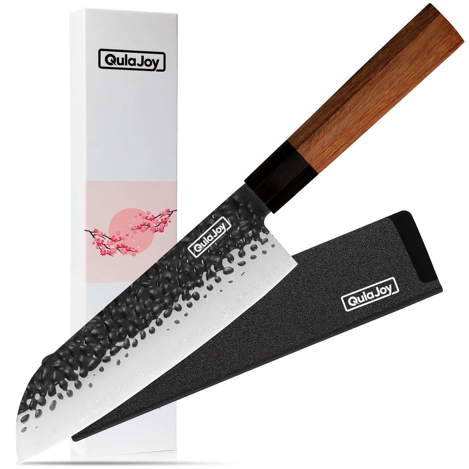 1pc 7-inch Japanese Beating Santoku Knife Ebony And Rosewood Octagonal Handle Comes with Gift Box And Knife Sheath Suitable for Kitchen And Dining Room Knives Kitchen Knives, Kitchen Knife Accessories Halloween Kitchen Decoration Knife Halloween Gift