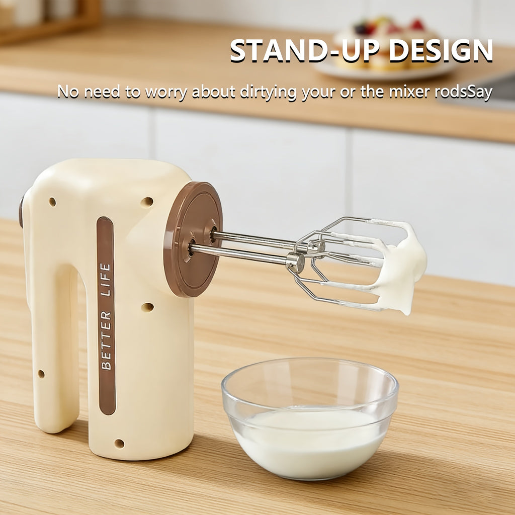 Dual-Color (Brown\u002FGreen) Automatic Mixing Hand Mixer with Dual Motor - 15000 RPM High-Speed Electric Whisk,for Baking, Cake & Cream Whipping, -Rechargeable Blender for & Professional