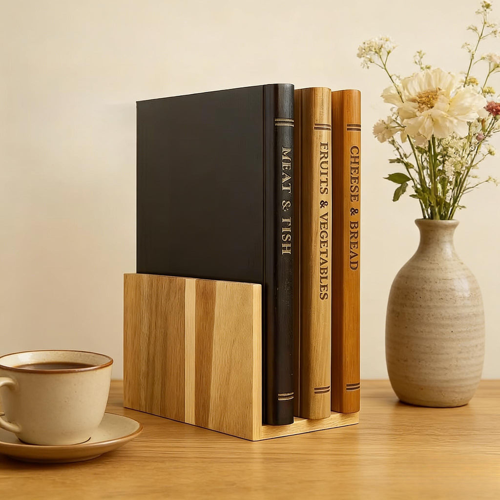Book Shape Creative Cutting Board | Wooden Cutting Board Set with Stand, Ideal for Kitchen Preparation of Vegetables, Bread, Meat - Easy to Clean and Easy to Use, Contact Safe