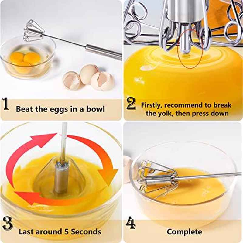 Home Use Stainless Steel Hand Push Whisk - Versatile for Egg Beating, Milk Frothing and Mixing
