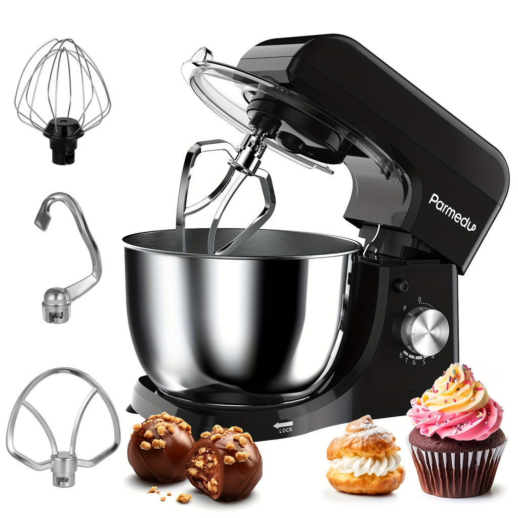 4.76qt Kitchen Machine - Mixer For Baking, Tilt-Head Stand Mixer, 380W, 8 Speeds, With Lid, Whisk, Dough Hook, And Flat Beater | Kitchen Helper For, Delicious Food, Milkshakes, Dough, Egg Beaters, And Salads