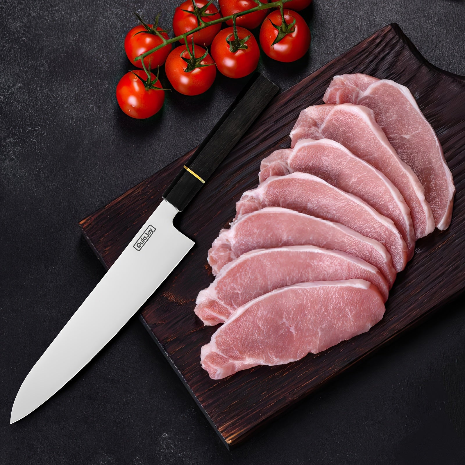 1pc Japanese 10Cr15Comov Damascus Steel Cutting Knife And Chef'S Knife, Resin Handle, Suitable for Outdoor Cooking in The Kitchen, with Knife Sheath And Gift Box, Gifts for Family And Friends