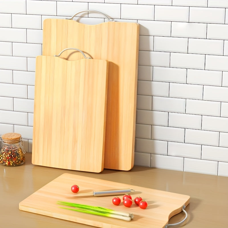 A Customizable Double-sided Thickened Solid Wood Bamboo Cutting Board for Home Kitchen and Dining Use, with a Handle