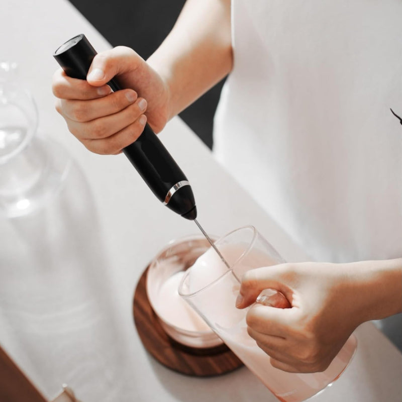 Electric Milk Frother, Handheld Coffee Foamer with 304 Stainless Steel, Milk Whisk for Cappuccino Latte, Quiet Egg Beater for Kitchen