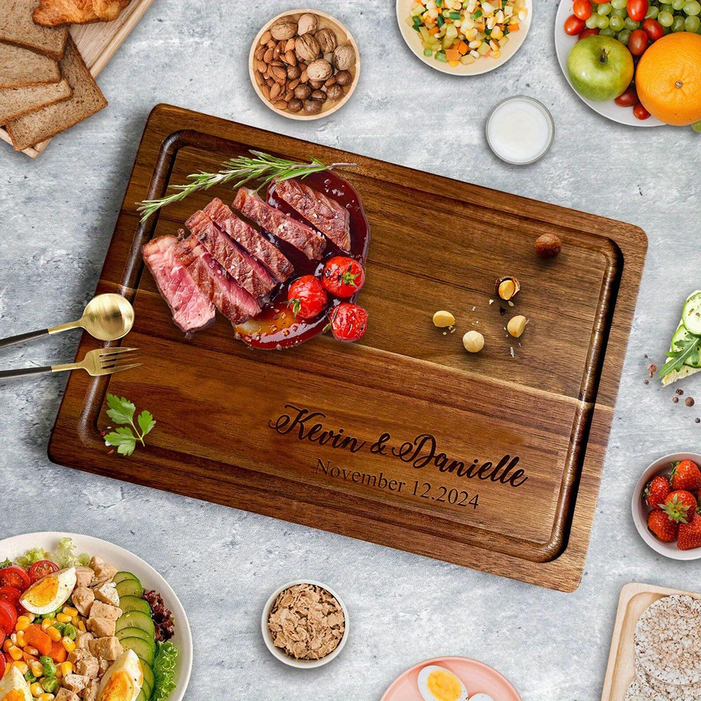 Personalization1pcs Personalized BBQ Cutting Board, Grill Cutting Board, Solid Wood Double Sided Cutting Board, Food, Vegetables, Fruits, Steak and Meat Cutting Board, Customized Boyfriend Gift, Father Gift Men, Thanksgiving\u002F Christmas\u002F Birthday