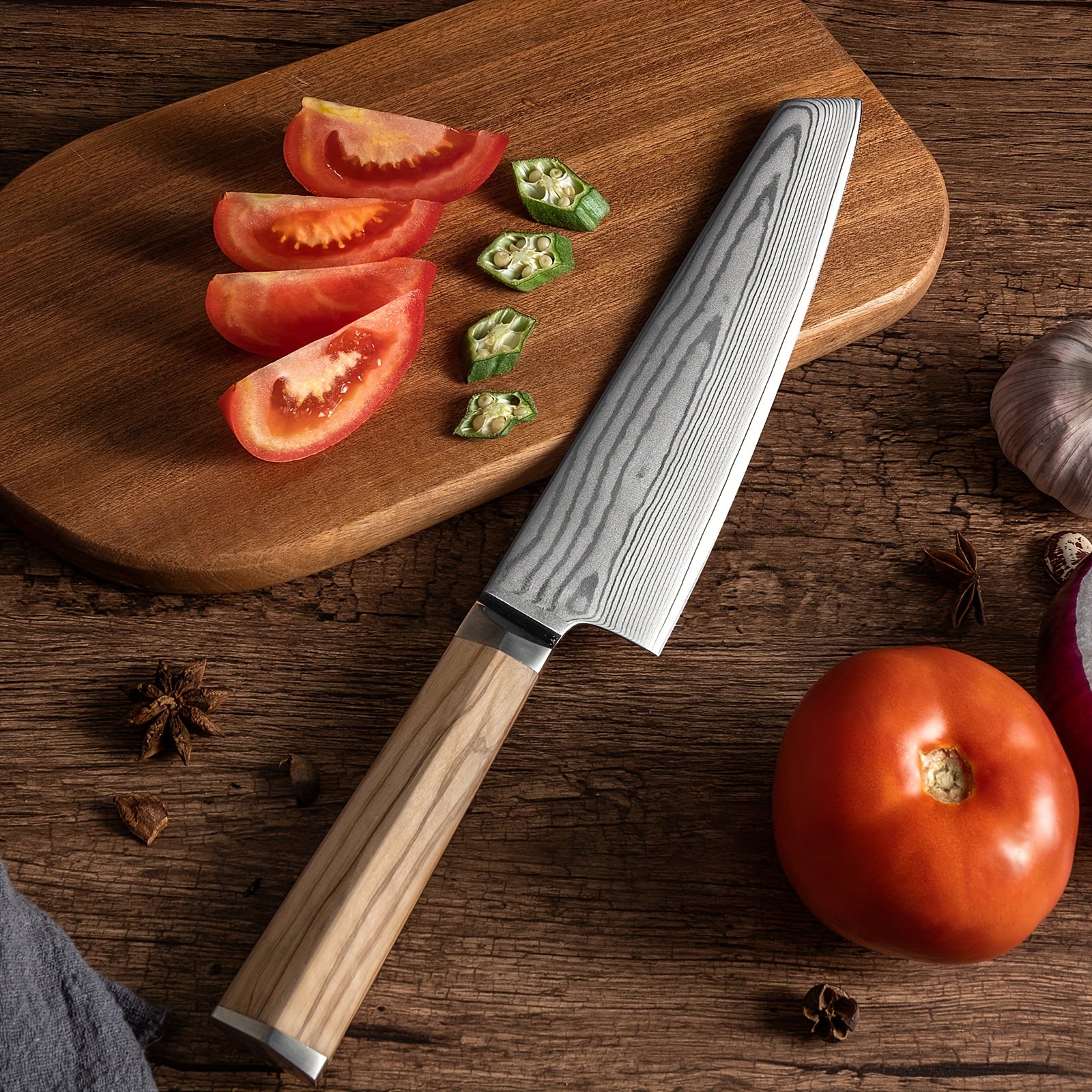 1pc TISCO VG-10 8-inch Cutter with Olive Wood Handle, Suitable for Outdoor Cooking In The Kitchen, with Gift Box, Suitable for Gifts to Friends And Family