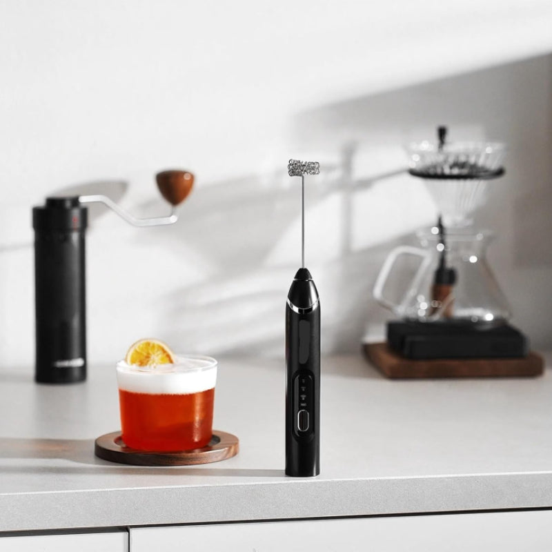 Electric Milk Frother, Handheld Coffee Foamer with 304 Stainless Steel, Milk Whisk for Cappuccino Latte, Quiet Egg Beater for Kitchen