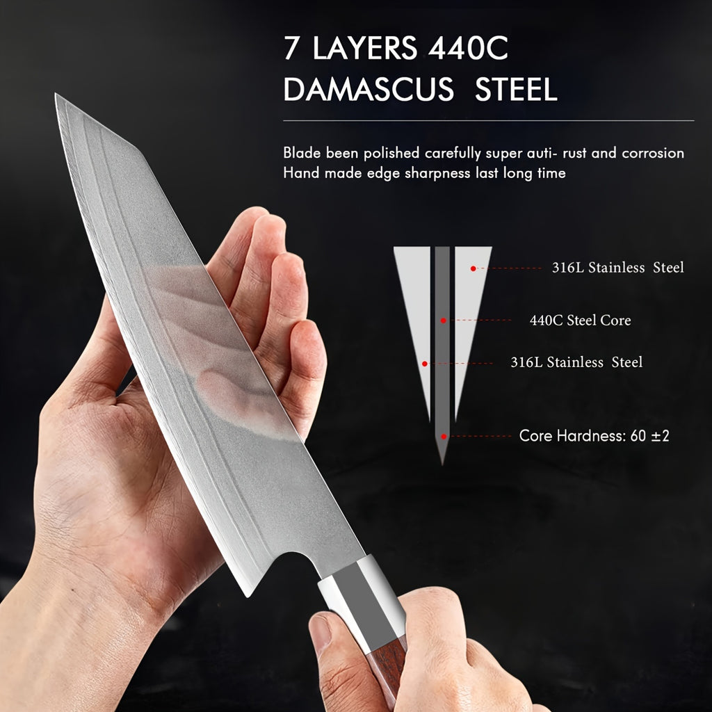 Damascus Cleaver Knife Kitchen Kiritsuke Chef Knives Japanese VG10 Professional Damascus Knife Wooden Handle Sharp Slicing Knife Meat Chopping Knife Sashimi Sushi Fish Knife Vegetable Knife Women Chef Knife For Home Kitchen Restaurant