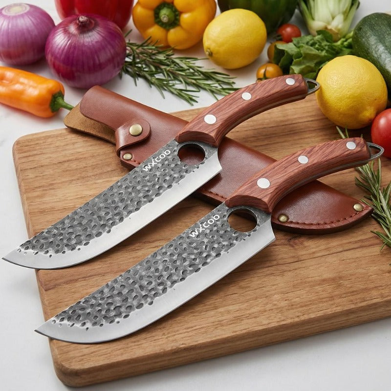 2\u002F4pcs Professional Handmade Stainless Steel Beef Knife High Quality Handmade Meat Cleaver Ideal for Home Use Anti-stick Ergonomic Wooden Handle Boning Knife Fruit Knife Multipurpose Knife Unique Knives Kitchen Must Haves Kitchen Items
