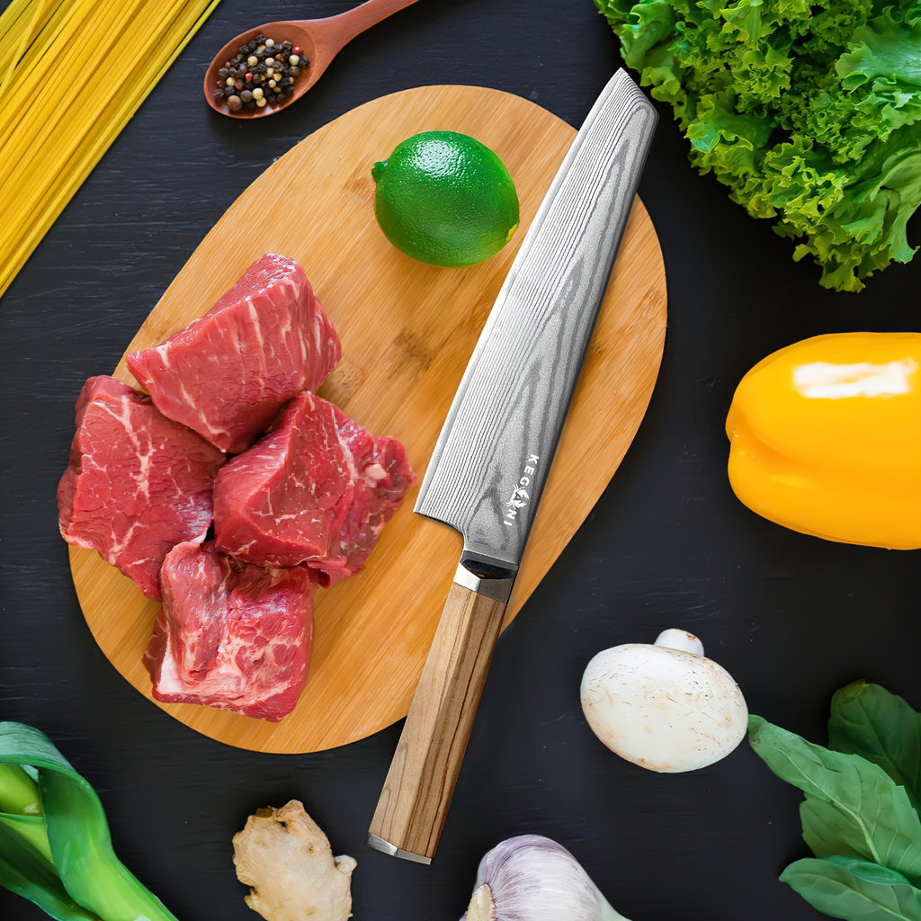 1pc TISCO VG-10 8-inch Cutter with Olive Wood Handle, Suitable for Outdoor Cooking In The Kitchen, with Gift Box, Suitable for Gifts to Friends And Family