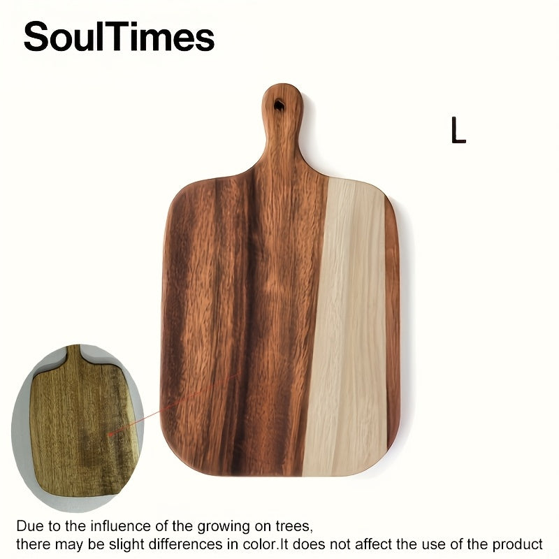 SoulTimes Acacia Wood Chopping Board Cutting Board, Multifunctional Cutting Board for Meat, Fish, Cheese, Bread, Desserts, Fruits and Vegetables, Durable Cutting Board with Handle, Kitchen Supplies