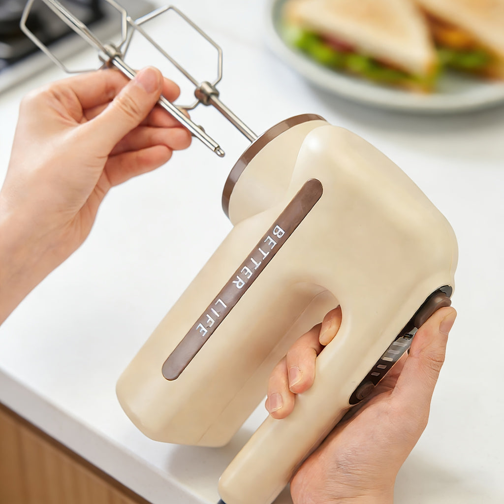 Dual-Color (Brown\u002FGreen) Automatic Mixing Hand Mixer with Dual Motor - 15000 RPM High-Speed Electric Whisk,for Baking, Cake & Cream Whipping, -Rechargeable Blender for & Professional