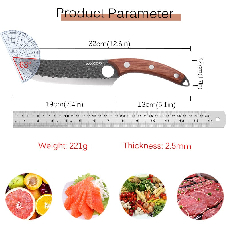 2\u002F4pcs Professional Handmade Stainless Steel Beef Knife High Quality Handmade Meat Cleaver Ideal for Home Use Anti-stick Ergonomic Wooden Handle Boning Knife Fruit Knife Multipurpose Knife Unique Knives Kitchen Must Haves Kitchen Items