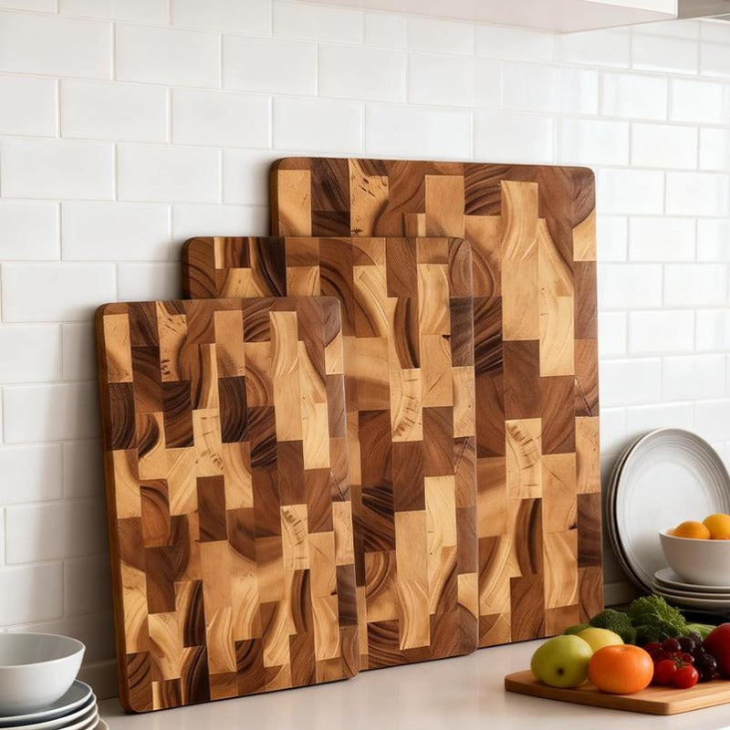 Upgraded Large Chopping Board High-Quality Wooden Chopping Board Set Durable Wood Blocks Ideal Kitchen Utensil Perfect Gift for Families And Dormitories Kitchen Items Cheese Bread Vegetables And Fruits