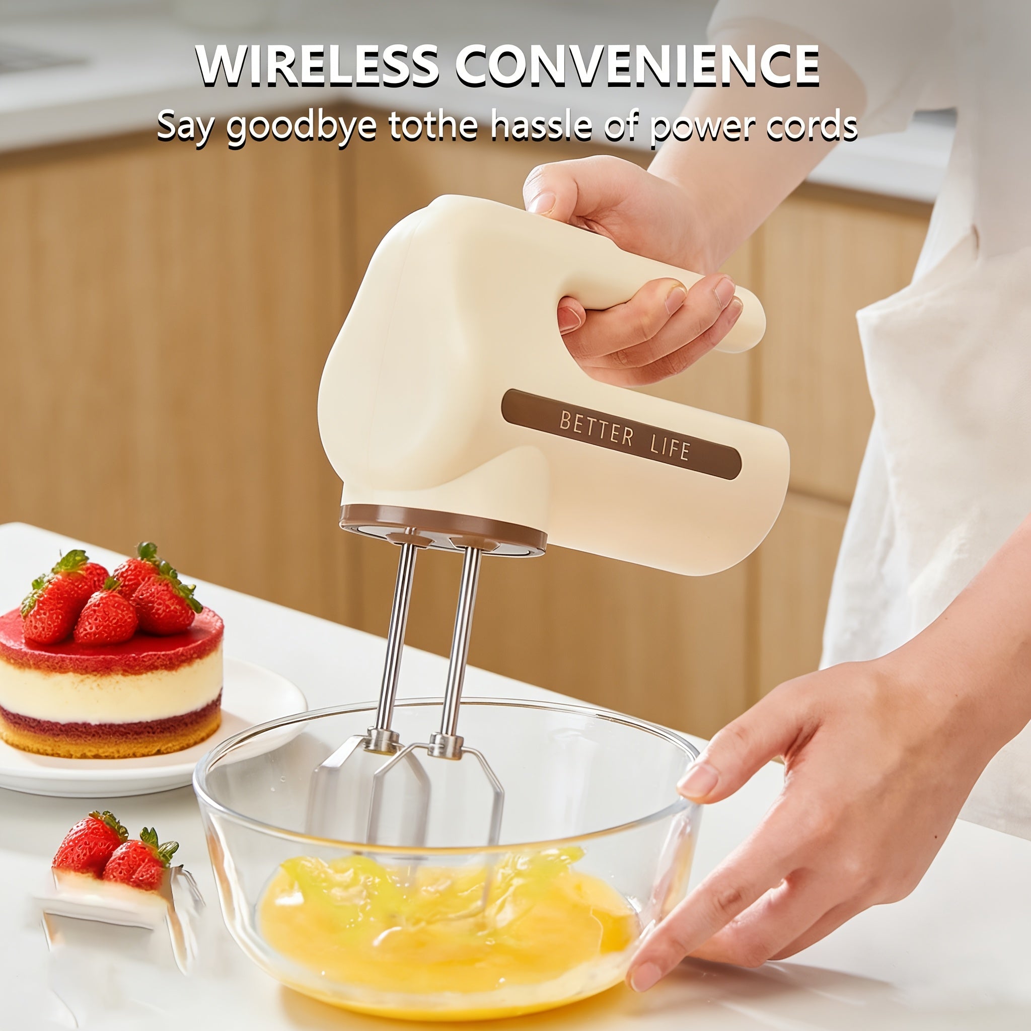 Dual-Color (Brown\u002FGreen) Automatic Mixing Hand Mixer with Dual Motor - 15000 RPM High-Speed Electric Whisk,for Baking, Cake & Cream Whipping, -Rechargeable Blender for & Professional