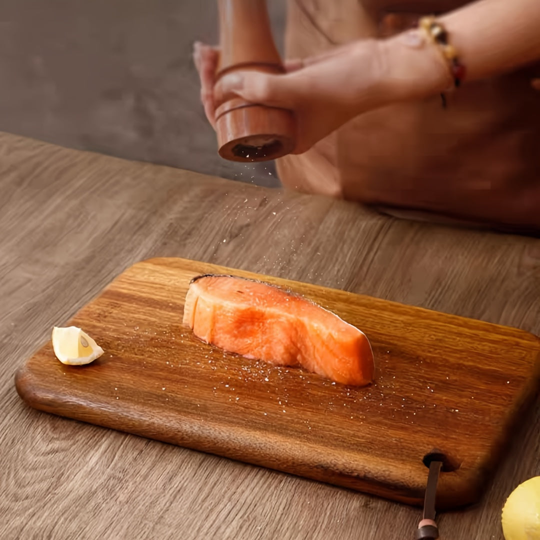 Natural Wooden Cutting Board - a Versatile Double-Sided Board Suitable for Kitchen, Outdoor, Barbecue, And Picnics - Durable And Easy to Clean, Perfect for Meat, Vegetables, Fruits, And Bread - an Ideal Kitchen Tool And Gift for Families And Chefs
