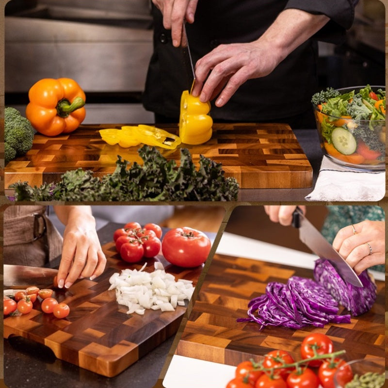 Upgraded Large Chopping Board High-Quality Wooden Chopping Board Set Durable Wood Blocks Ideal Kitchen Utensil Perfect Gift for Families And Dormitories Kitchen Items Cheese Bread Vegetables And Fruits