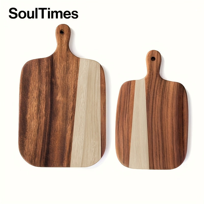 SoulTimes Acacia Wood Chopping Board Cutting Board, Multifunctional Cutting Board for Meat, Fish, Cheese, Bread, Desserts, Fruits and Vegetables, Durable Cutting Board with Handle, Kitchen Supplies