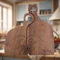 Custom Engraved Walnut Couple Charcuteries Board - Personalized Family Cutting Board - Set of 2pcs Cheese Board with Handle, Serving Food, Fruit - Suitable for Anniversary Gifts, Birthday Gifts, Family Exclusive Gifts, Perfect for Couple