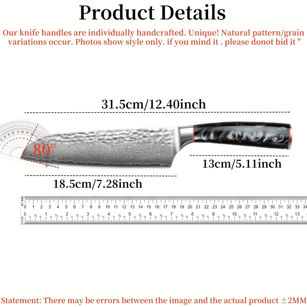 VG-10 Steel Core 67-Layer Damascus Santoku Knife | Professional Chef's Knife | Non-Slip Resin Handle All-Purpose Kitchen Knife + Gift Box