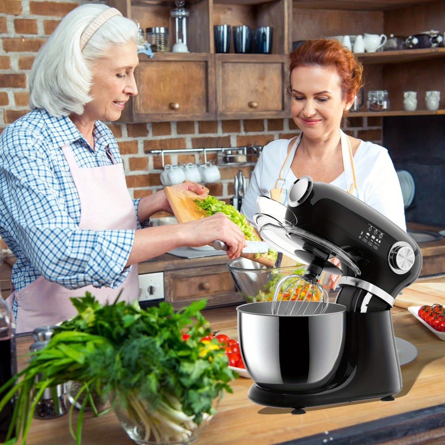 4-in-1 Electric Vertical Mixer, with A Power Of 350 Watts, 12-speed with Pulse Button. Accessories Include 5.5-gallon Stainless Steel Bowl, Mixing Paddle, Dough Hook, Whisk, And A Powerful Baking Mixer Suitable for Cake, Bread, And Dough Preparation.