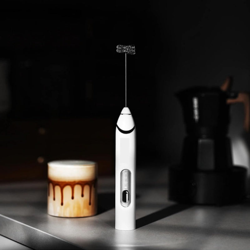 Electric Milk Frother, Handheld Coffee Foamer with 304 Stainless Steel, Milk Whisk for Cappuccino Latte, Quiet Egg Beater for Kitchen