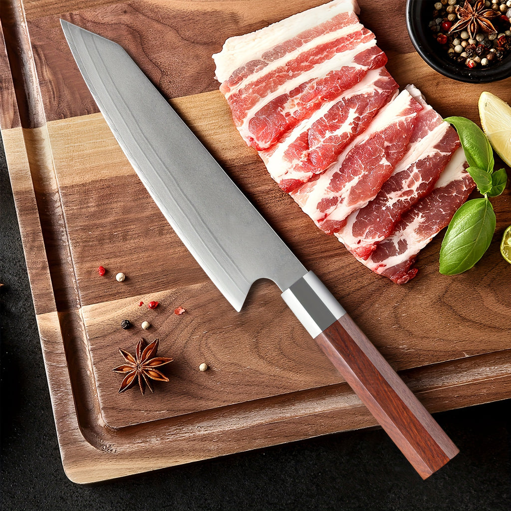 Damascus Cleaver Knife Kitchen Kiritsuke Chef Knives Japanese VG10 Professional Damascus Knife Wooden Handle Sharp Slicing Knife Meat Chopping Knife Sashimi Sushi Fish Knife Vegetable Knife Women Chef Knife For Home Kitchen Restaurant