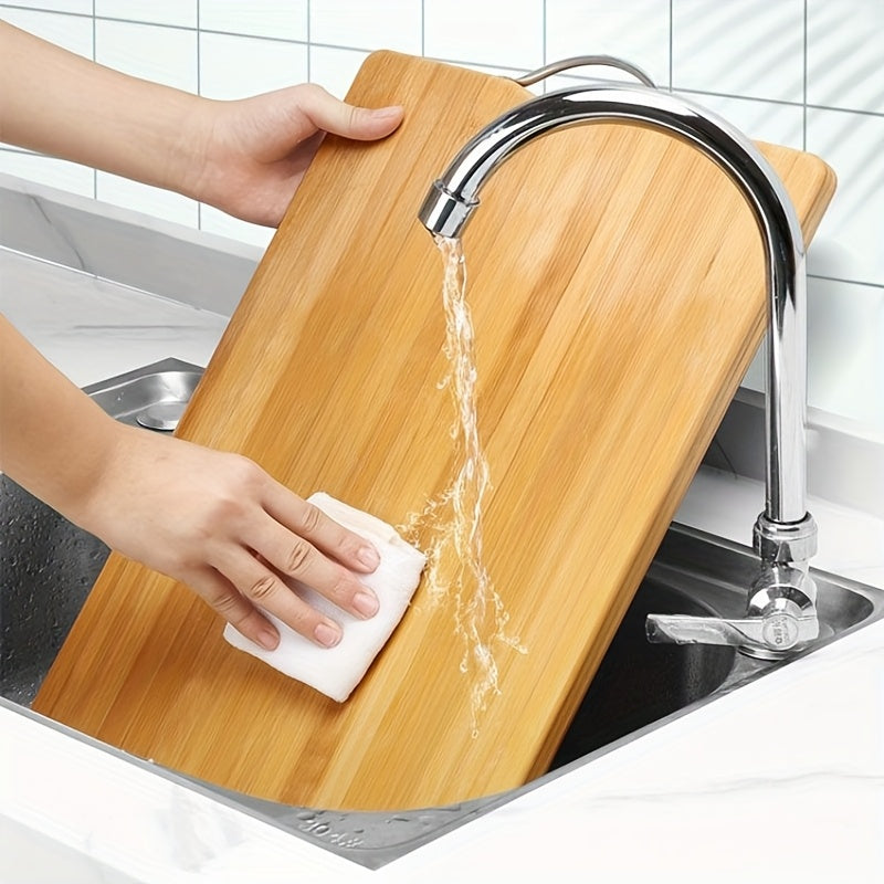 A Customizable Double-sided Thickened Solid Wood Bamboo Cutting Board for Home Kitchen and Dining Use, with a Handle
