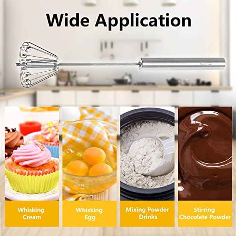 Home Use Stainless Steel Hand Push Whisk - Versatile for Egg Beating, Milk Frothing and Mixing