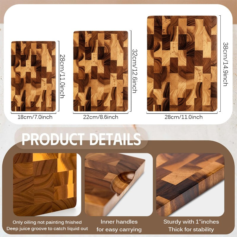 Upgraded Large Chopping Board High-Quality Wooden Chopping Board Set Durable Wood Blocks Ideal Kitchen Utensil Perfect Gift for Families And Dormitories Kitchen Items Cheese Bread Vegetables And Fruits