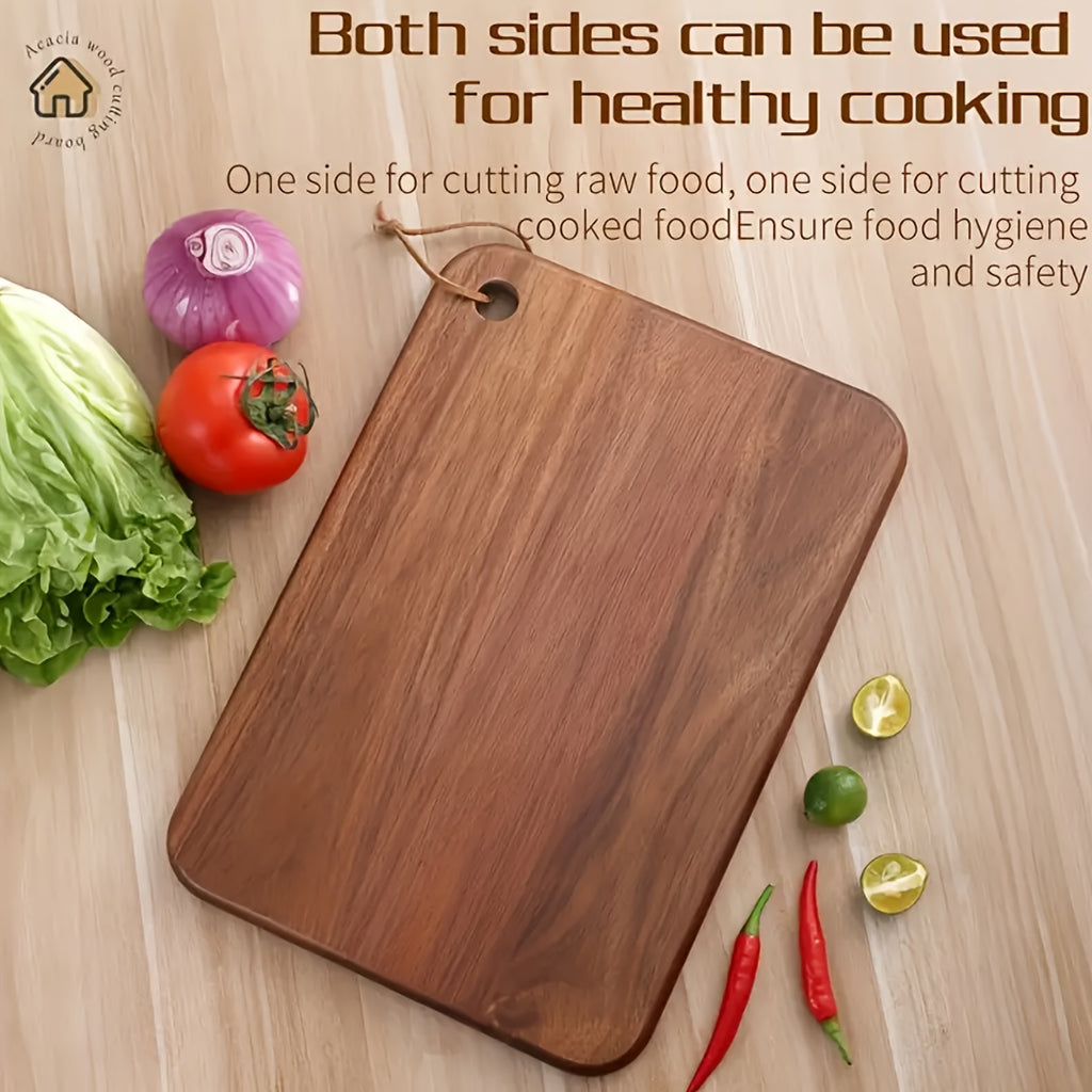 Natural Wooden Cutting Board - a Versatile Double-Sided Board Suitable for Kitchen, Outdoor, Barbecue, And Picnics - Durable And Easy to Clean, Perfect for Meat, Vegetables, Fruits, And Bread - an Ideal Kitchen Tool And Gift for Families And Chefs