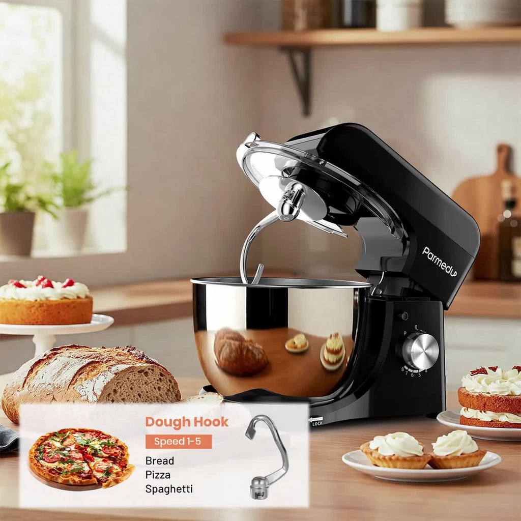4.76qt Kitchen Machine - Mixer For Baking, Tilt-Head Stand Mixer, 380W, 8 Speeds, With Lid, Whisk, Dough Hook, And Flat Beater | Kitchen Helper For, Delicious Food, Milkshakes, Dough, Egg Beaters, And Salads