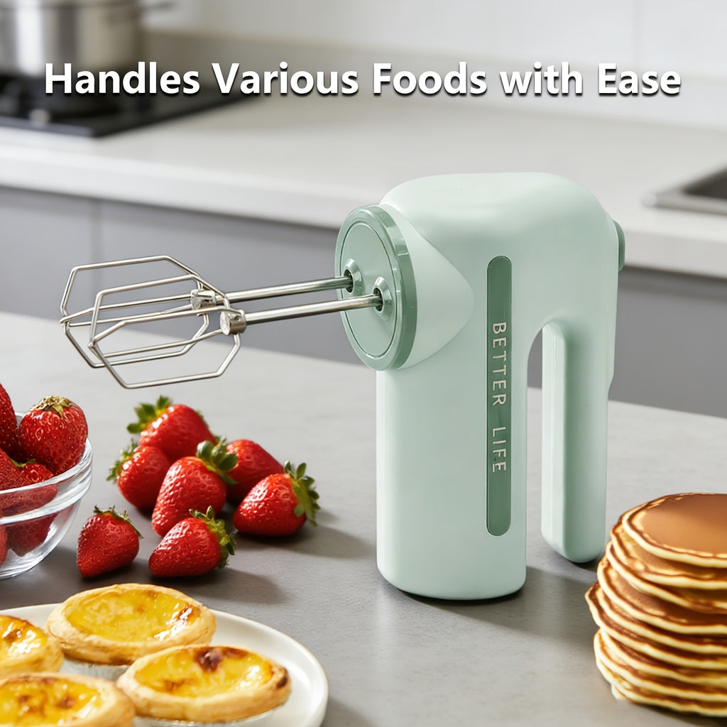 Dual-Color (Brown\u002FGreen) Automatic Mixing Hand Mixer with Dual Motor - 15000 RPM High-Speed Electric Whisk,for Baking, Cake & Cream Whipping, -Rechargeable Blender for & Professional