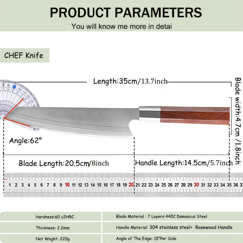 Damascus Cleaver Knife Kitchen Kiritsuke Chef Knives Japanese VG10 Professional Damascus Knife Wooden Handle Sharp Slicing Knife Meat Chopping Knife Sashimi Sushi Fish Knife Vegetable Knife Women Chef Knife For Home Kitchen Restaurant