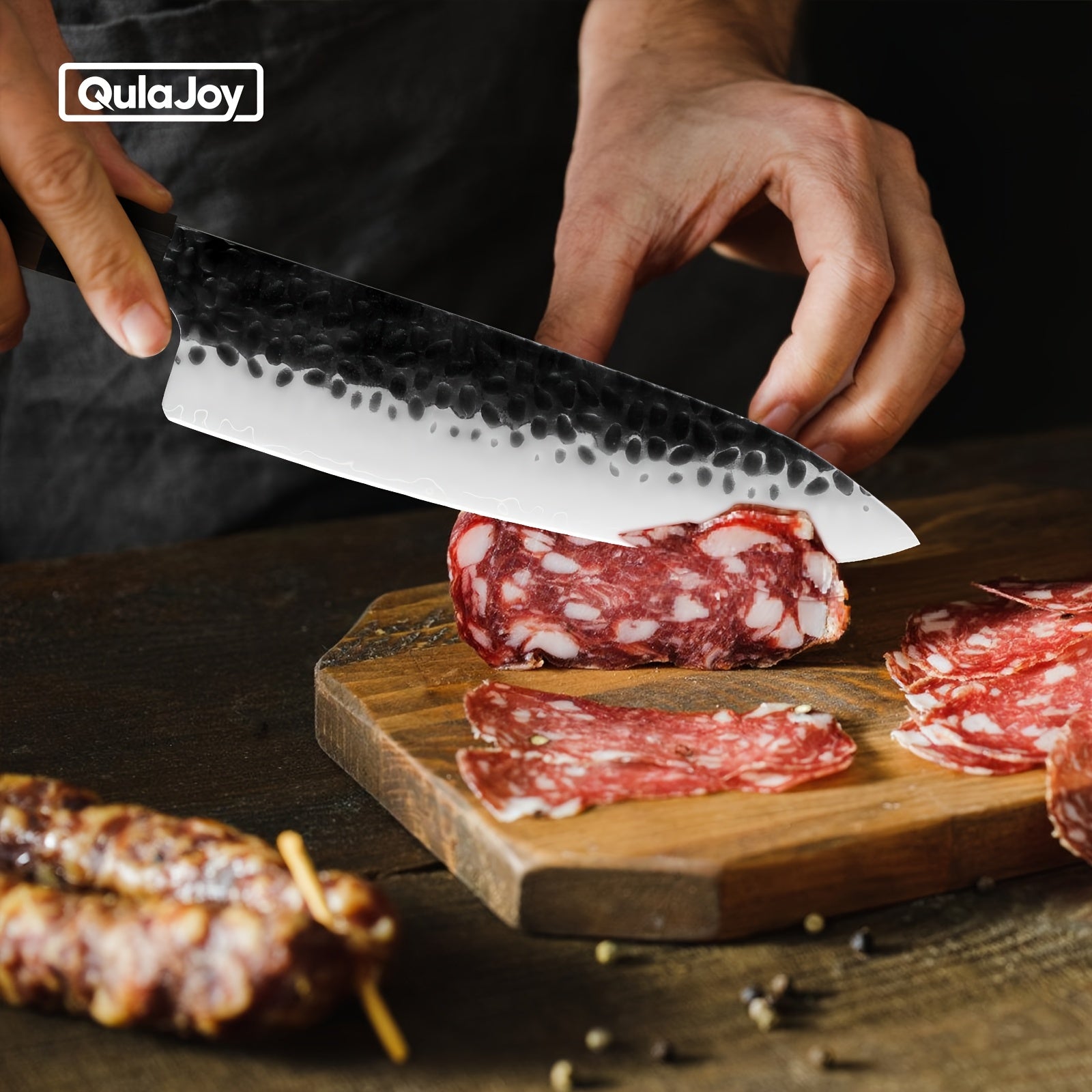 1pc 7-inch Japanese Beating Santoku Knife Ebony And Rosewood Octagonal Handle Comes with Gift Box And Knife Sheath Suitable for Kitchen And Dining Room Knives Kitchen Knives, Kitchen Knife Accessories Halloween Kitchen Decoration Knife Halloween Gift