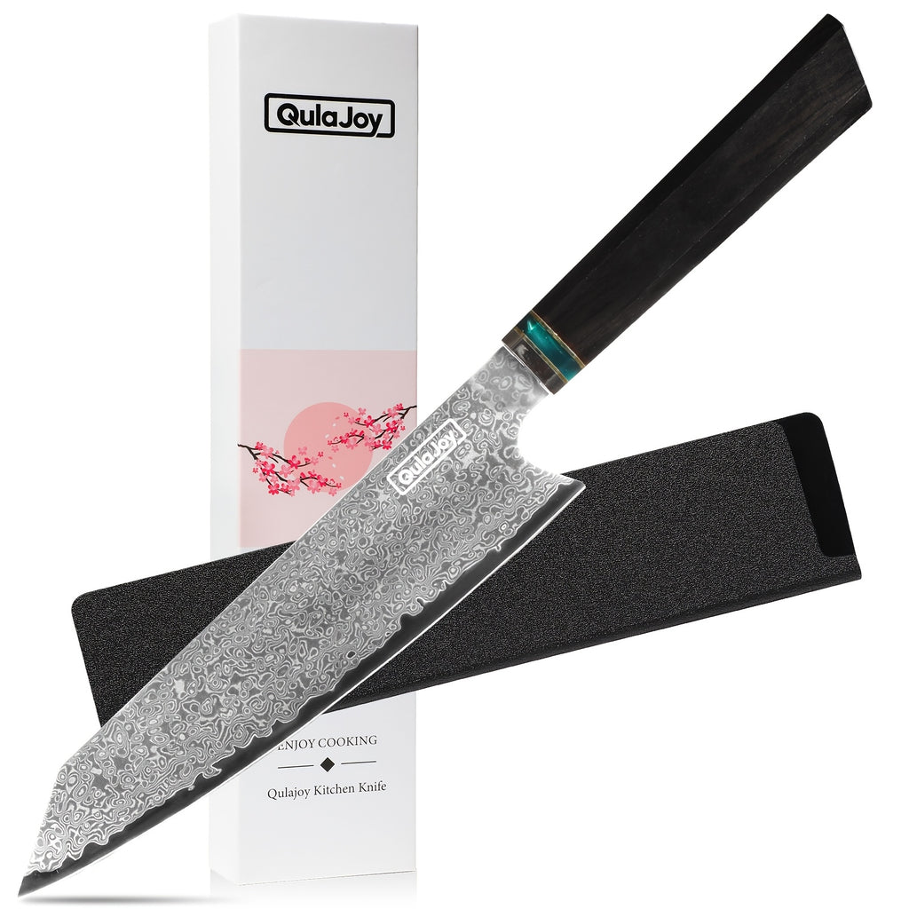 1pc Japanese 10Cr15Comov Damascus Steel Cutting Knife And Chef'S Knife, Resin Handle, Suitable for Outdoor Cooking in The Kitchen, with Knife Sheath And Gift Box, Gifts for Family And Friends