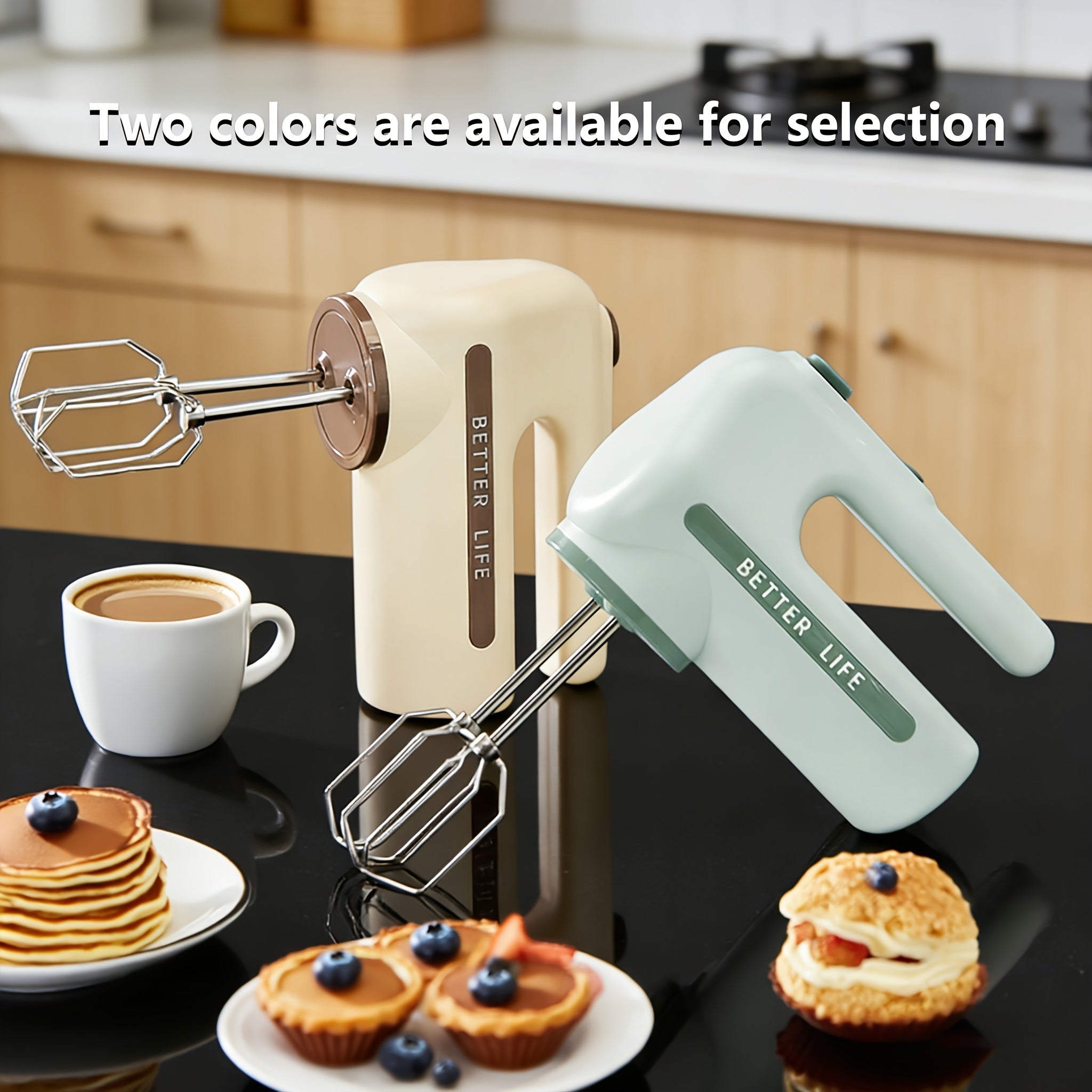 Dual-Color (Brown\u002FGreen) Automatic Mixing Hand Mixer with Dual Motor - 15000 RPM High-Speed Electric Whisk,for Baking, Cake & Cream Whipping, -Rechargeable Blender for & Professional