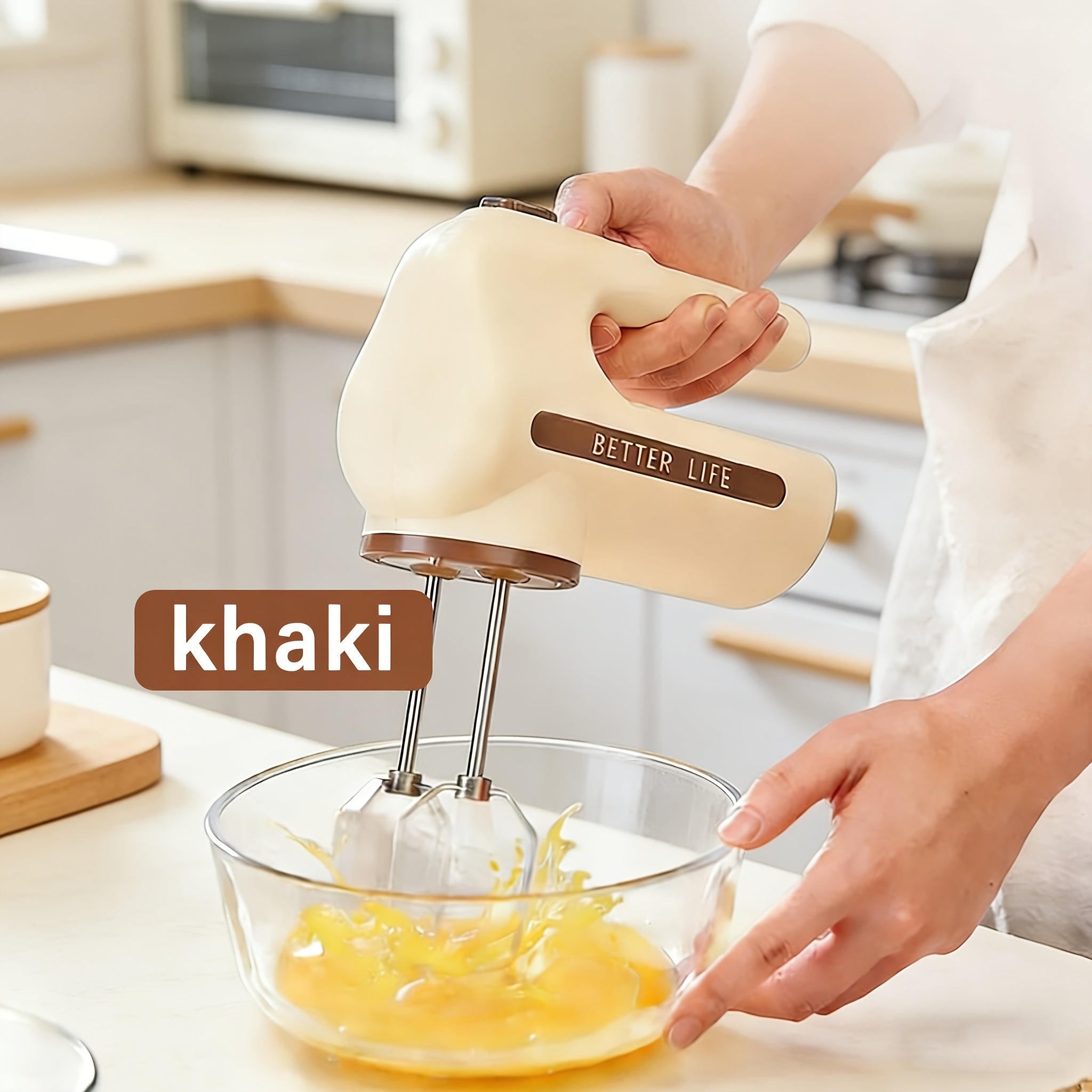 Dual-Color (Brown\u002FGreen) Automatic Mixing Hand Mixer with Dual Motor - 15000 RPM High-Speed Electric Whisk,for Baking, Cake & Cream Whipping, -Rechargeable Blender for & Professional