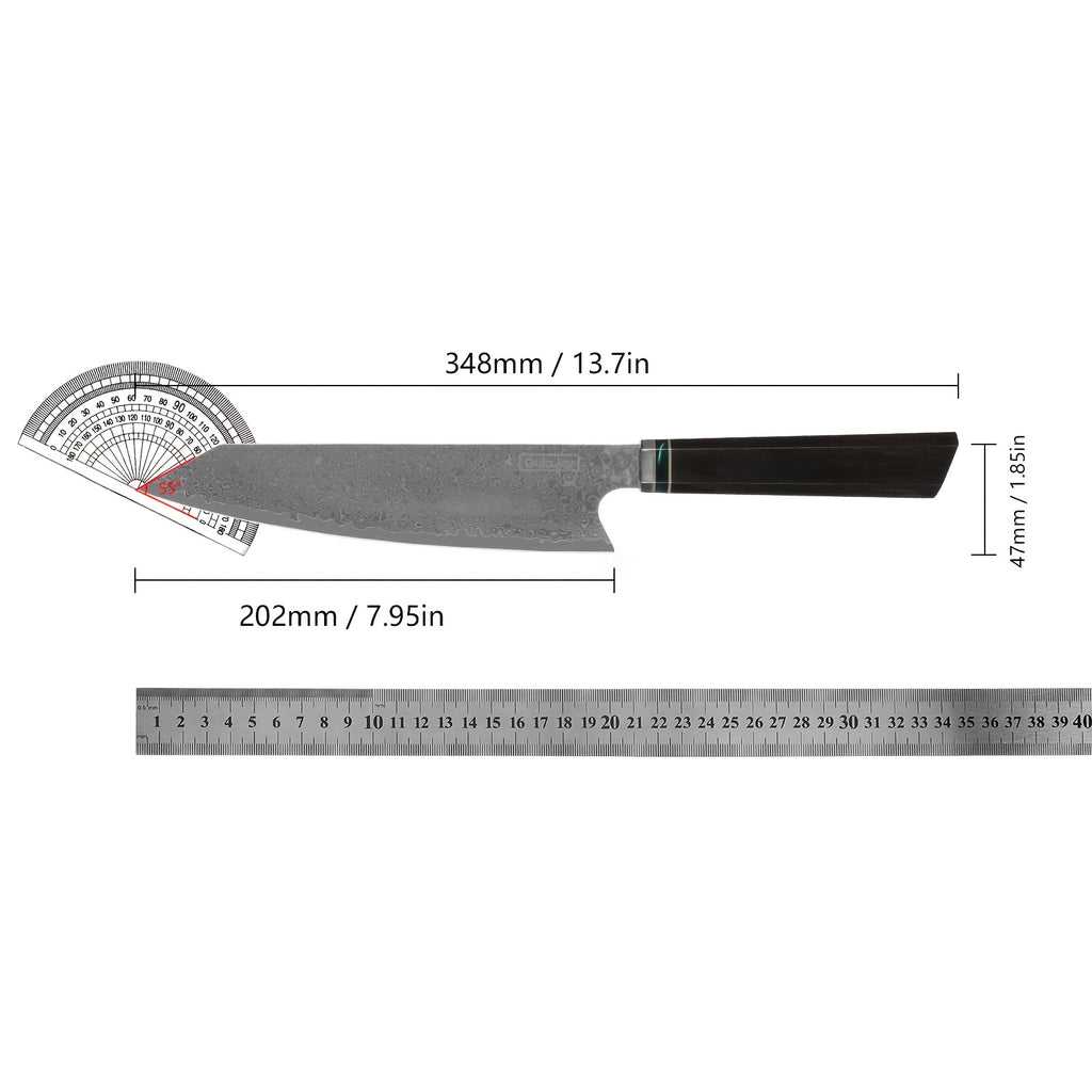 1pc Japanese 10Cr15Comov Damascus Steel Cutting Knife And Chef'S Knife, Resin Handle, Suitable for Outdoor Cooking in The Kitchen, with Knife Sheath And Gift Box, Gifts for Family And Friends